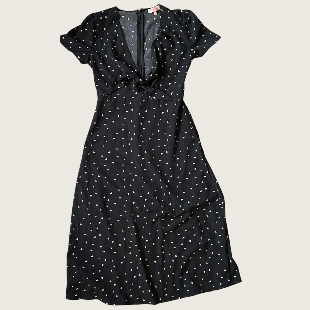 Black White Heart Print Mini Dress Size S Re:named Midi A Line